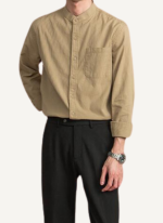 Chemise col Mao style urbain camel 4