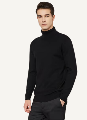 Col Roulé Homme Noir Classique
