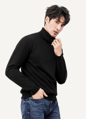 Col Roulé Homme Noir Ébène