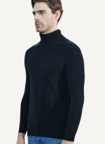 Col Roulé Homme Noir Laine Mérinos Chic 1