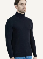 Col Roulé Homme Noir Laine Mérinos Chic 2