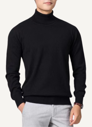 Col Roulé Homme Noir Minuit en Cachemire