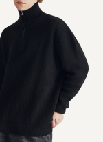 Pull Camionneur Noir en Tricot Côtelé 1