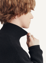 Pull Camionneur Noir en Tricot Côtelé 2