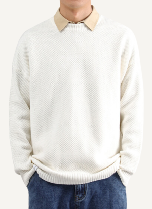Pull Col Rond Blanc Homme Onyx