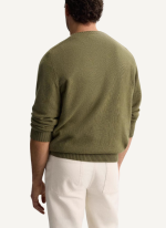 Pull Col Rond Doux Laine Kaki Homme 1