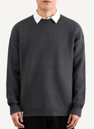 Pull Col Rond Gris Foncé Coton Onyx Homme