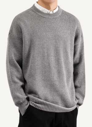 Pull Col Rond Gris Homme Onyx
