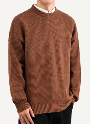 Pull Col Rond Marron Foncé Homme Onyx
