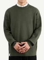 Pull Col Rond Vert Kaki Homme Onyx