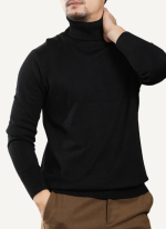 Pull Col Roulé Confort noir homme 3