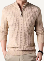Pull Homme Col Camionneur Torsadé Beige