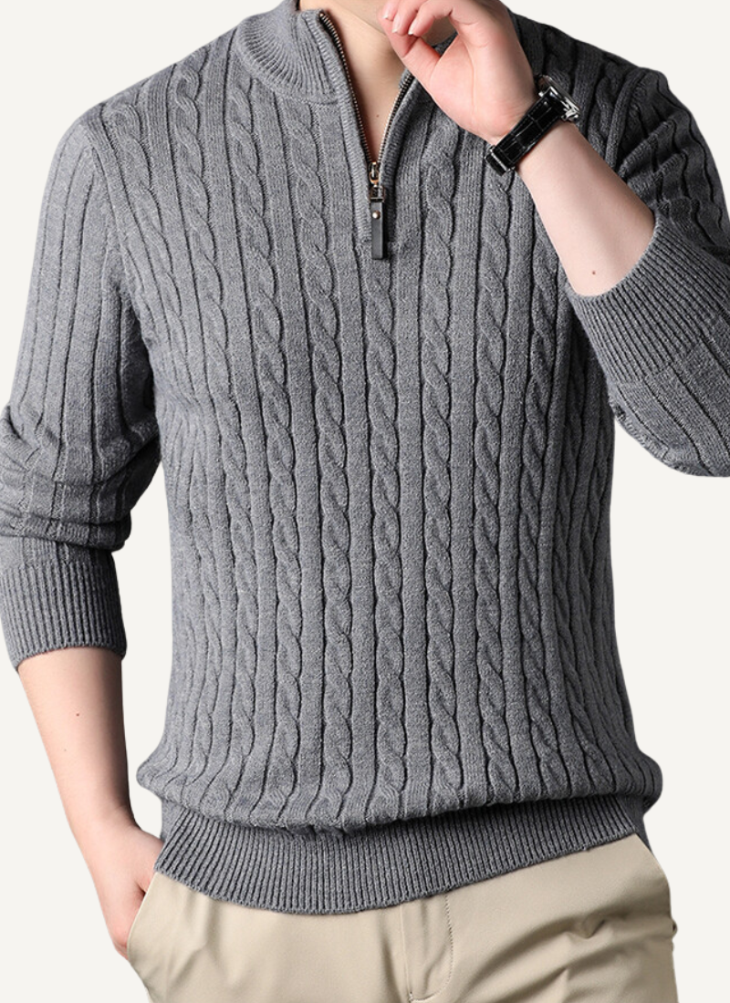 CHAPS Pull à col rond pour homme en coton gris Taille L