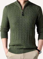 Pull Homme Col Camionneur Torsadé Kaki