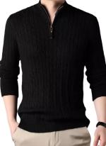 Pull Homme Col Camionneur Torsadé Noir 1