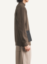 Pull Homme Col Camionneur à Maille Zigzag Marron Foncé 2