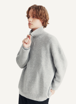 Pull camionneur gris clair en tricot côtelé 1