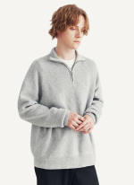 Pull camionneur gris clair en tricot côtelé