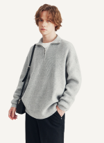 Pull camionneur gris clair en tricot côtelé 3