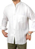 Chemise Col Mao Chic Lin Blanc Homme Chemise Col Mao Chic Lin Blanc Homme