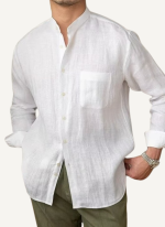 Chemise Col Mao Chic Lin Blanc Homme 2 Chemise Col Mao Chic Lin Blanc Homme 2
