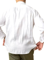 Chemise Col Mao Chic Lin Blanc Homme 5 Chemise Col Mao Chic Lin Blanc Homme 5