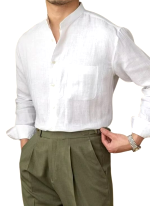 Chemise Col Mao Chic Lin Blanc Homme 7 Chemise Col Mao Chic Lin Blanc Homme 7