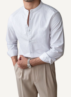Chemise Col Mao Classique Blanc 3