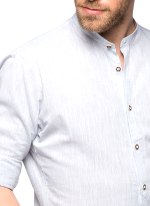 Chemise Col Mao Lin Coton Gris Clair Pour Homme Chemise Col Mao Lin Coton Gris Clair Pour Homme