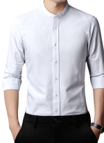 Chemise Col Mao Pure Coton Blanc Chemise Col Mao Pure Coton Blanc