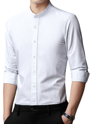 Chemise Col Mao Pure Coton Blanc 2