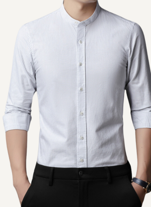 Chemise Col Mao Pure Coton Blanc