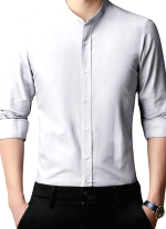 Chemise Col Mao Pure Coton Gris Chemise Col Mao Pure Coton Gris