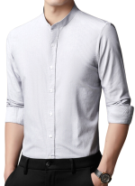 Chemise Col Mao Pure Coton Gris 2 Chemise Col Mao Pure Coton Gris 2