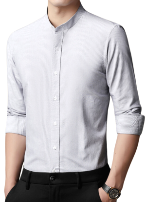 Chemise Col Mao Pure Coton Gris 2