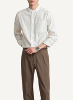 Chemise Col Mao Style Urbain Blanc Chemise Col Mao Style Urbain Blanc