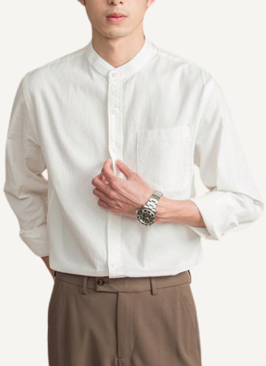 Chemise Col Mao Style Urbain Blanc 2