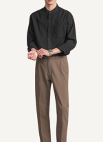 Chemise Col Mao Style Urbain Noir Chemise Col Mao Style Urbain Noir