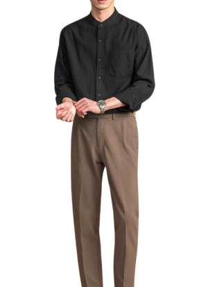 Chemise Col Mao Style Urbain Noir