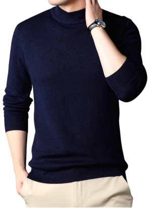 Pull Col Montant Bleu Marine Essentiel Pour Homme 2