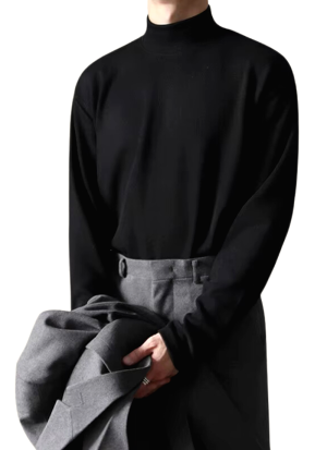 Pull Col Montant Classique Noir Homme 3