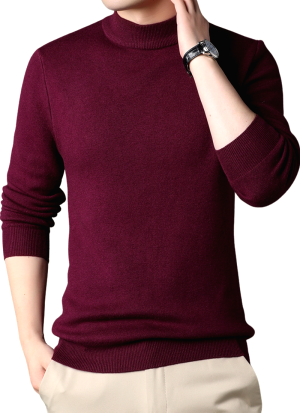 Pull Col Montant Rouge Bordeaux Essentiel Pour Homme 2