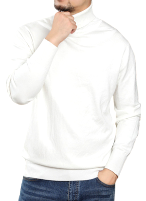Pull Col Roule Confort Blanc Homme 4