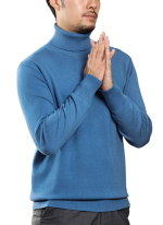 Pull Col Roule Confort Bleu Clair Homme 2