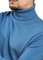 Pull Col Roule Confort Bleu Clair Homme 3
