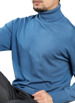 Pull Col Roule Confort Bleu Clair Homme 4
