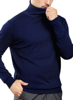 Pull Col Roule Confort Bleu Marine