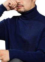 Pull Col Roule Confort Bleu Marine 2