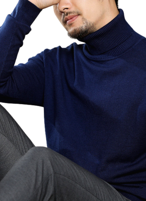 Pull Col Roule Confort Bleu Marine 3