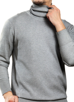Pull Col Roule Confort Gris Clair Homme 3